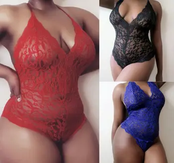 

Women Sexy Lingerie Sleepwear Bodysuit Lace Mesh Underwear Babydoll Nightwear Playsuit Jumpsuit Plus size