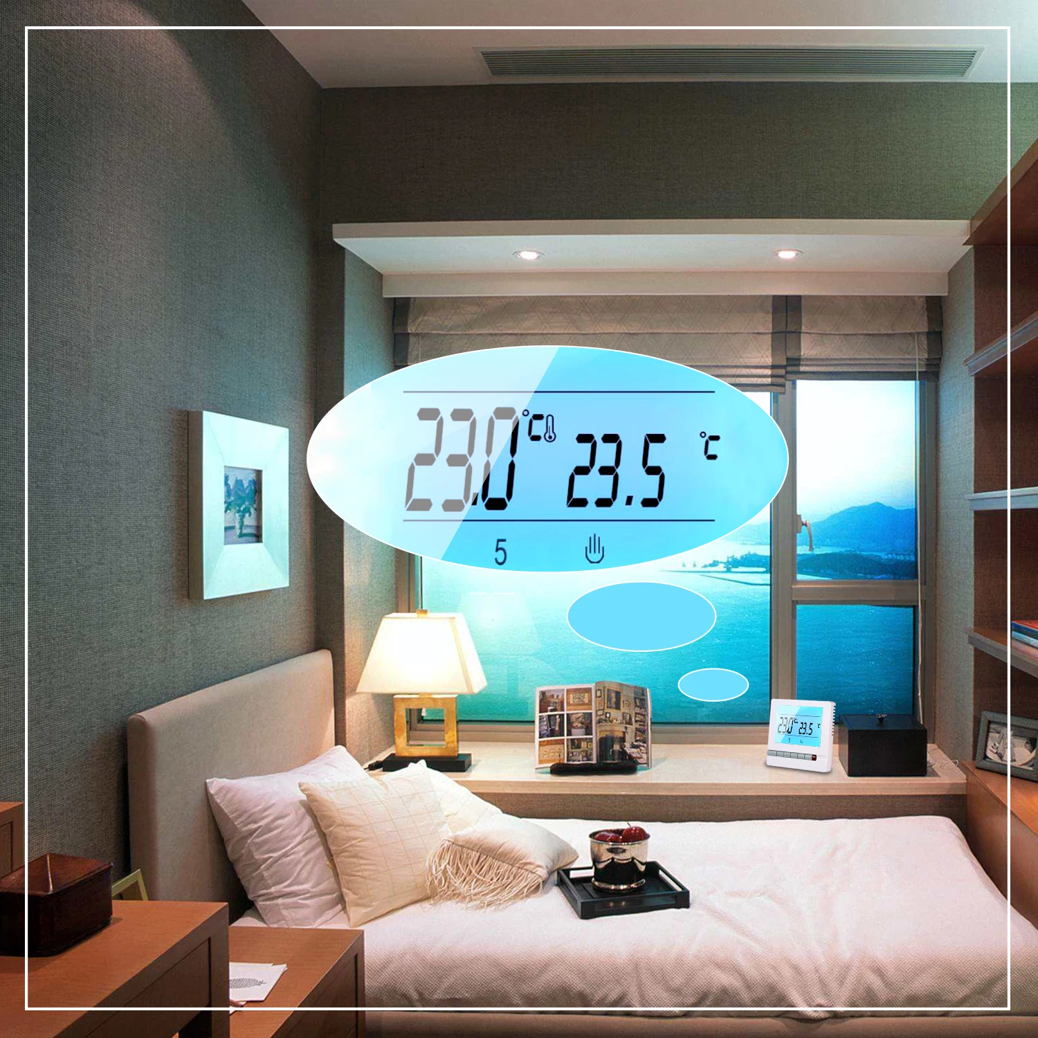 Digital Thermostat Weekly Programmable Heating Room Temperature Control 220V AC 2W LCD Display Temperature Controller