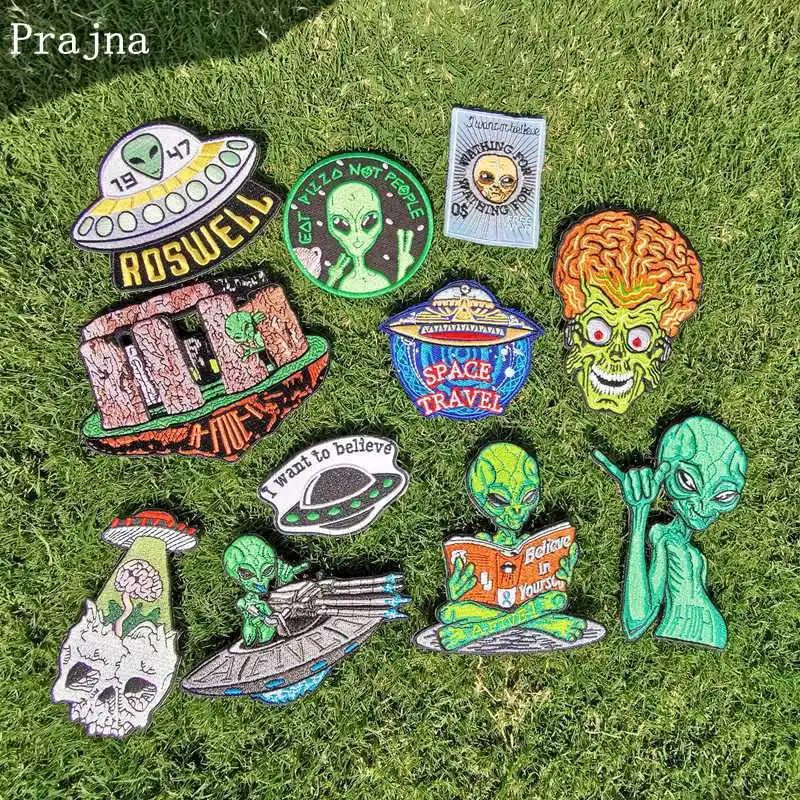 

Prajna UFO Alien Patches Iron On Patches Embroidered Patches For Clothing Badges On Clothes DIY Patch On Clothes Jacket Applique