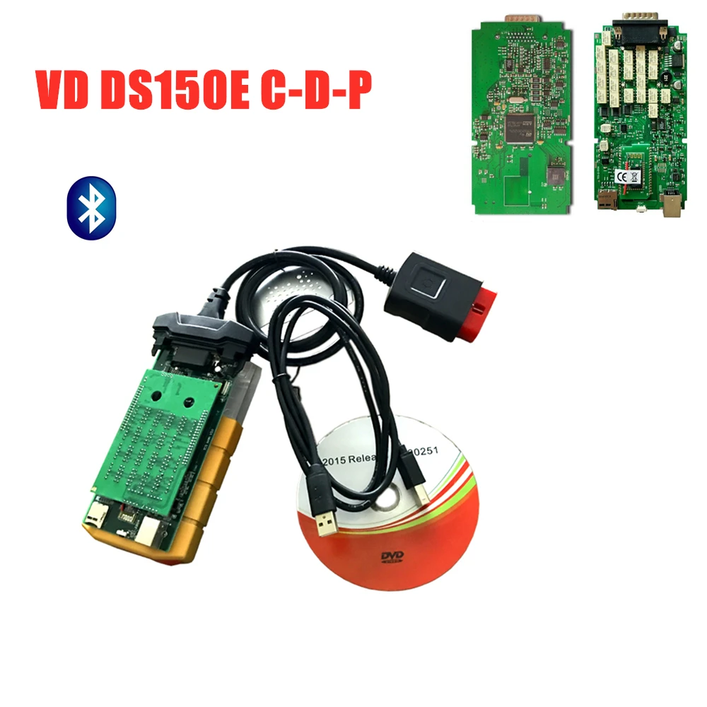 VD TCS C-D-P. R0 с ключом лучший одноплатный bluetooth диагностический инструмент для autocome delphis vd ds150e c-d-p+ 8 шт. автомобильные кабели - Цвет: with bluetooth