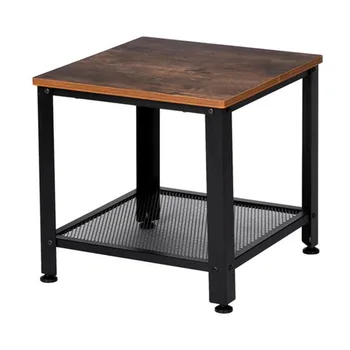 

Industrial End Table, 2-Tier Side Table with Storage Shelf with Metal Frame
