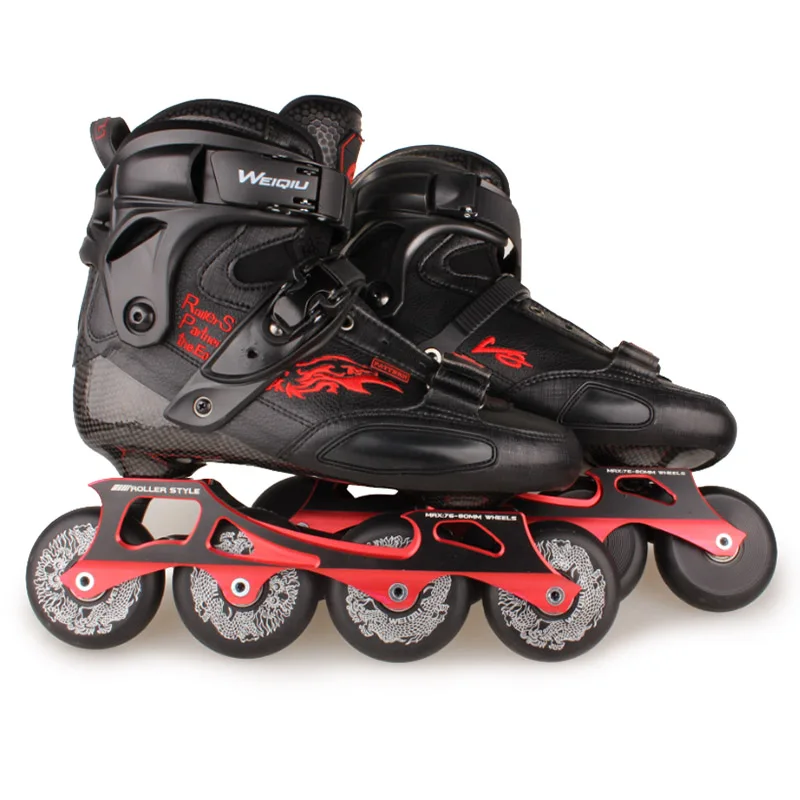 

2 Layers Carbon Fiber Professional Slalom Inline Roller Skates Adult Kids Free Skating Shoes Sliding Patines 4 Wheel