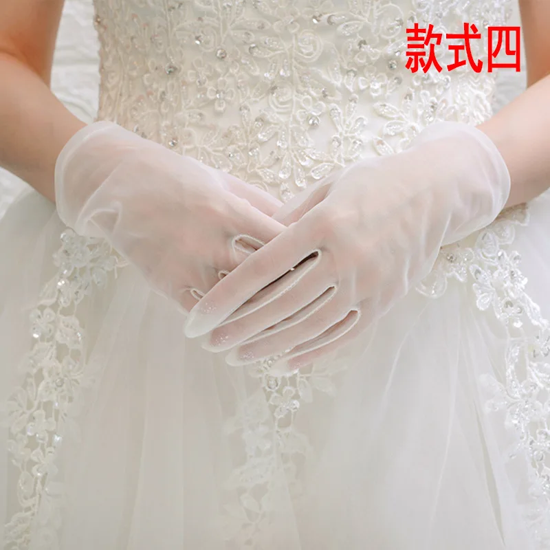 Свадебные кружевные перчатки белые длинные короткие с принтом Свадебные аксессуары Свадебные перчатки цвета слоновой кости