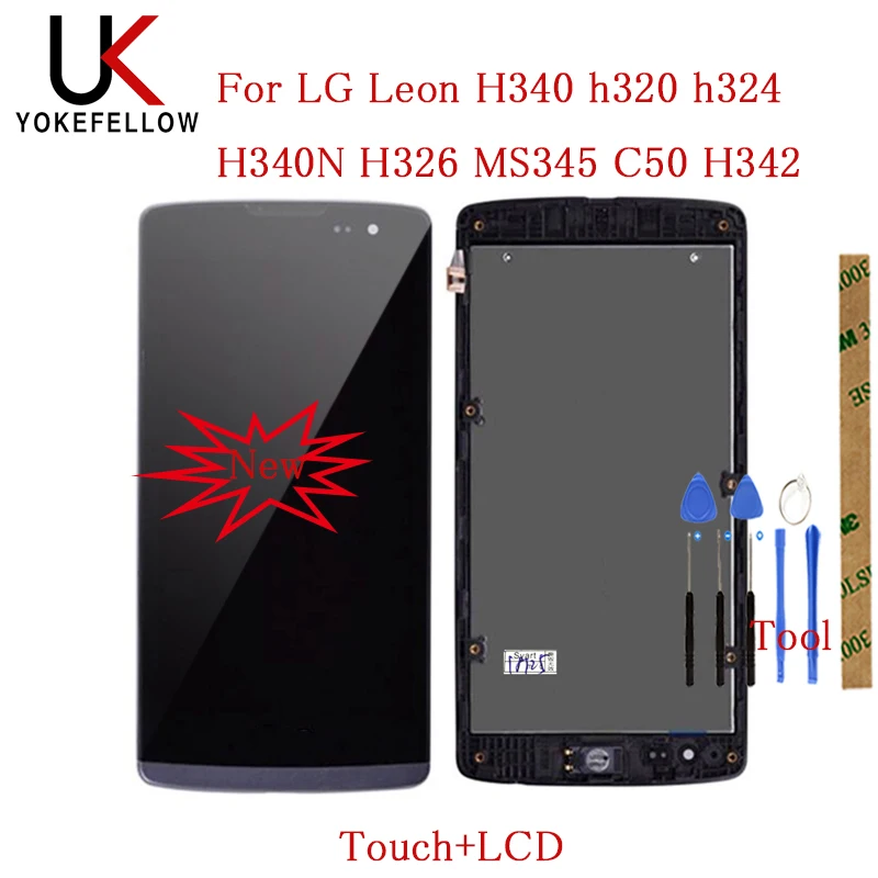 Протестированный ЖК-дисплей для LG Leon H340 h320 h324 H340N H326 MS345 C50 H342 ЖК-дисплей с сенсорным экраном в сборе