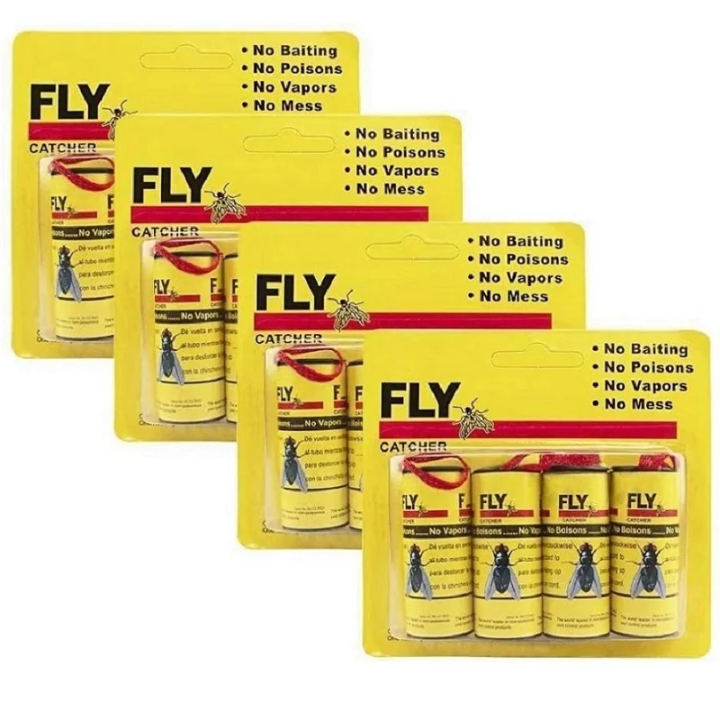 16 Rolls Fly Paper Strips - Fly Tapes Fly Paper Sticky Fly Trap Indoor/Outdoor  Hanging,Fly Catcher Fly Ribbon Fungus Gnat Trap Fruit Fly Killer for  Plants/House/Kitchen/Horse Stable (16) 