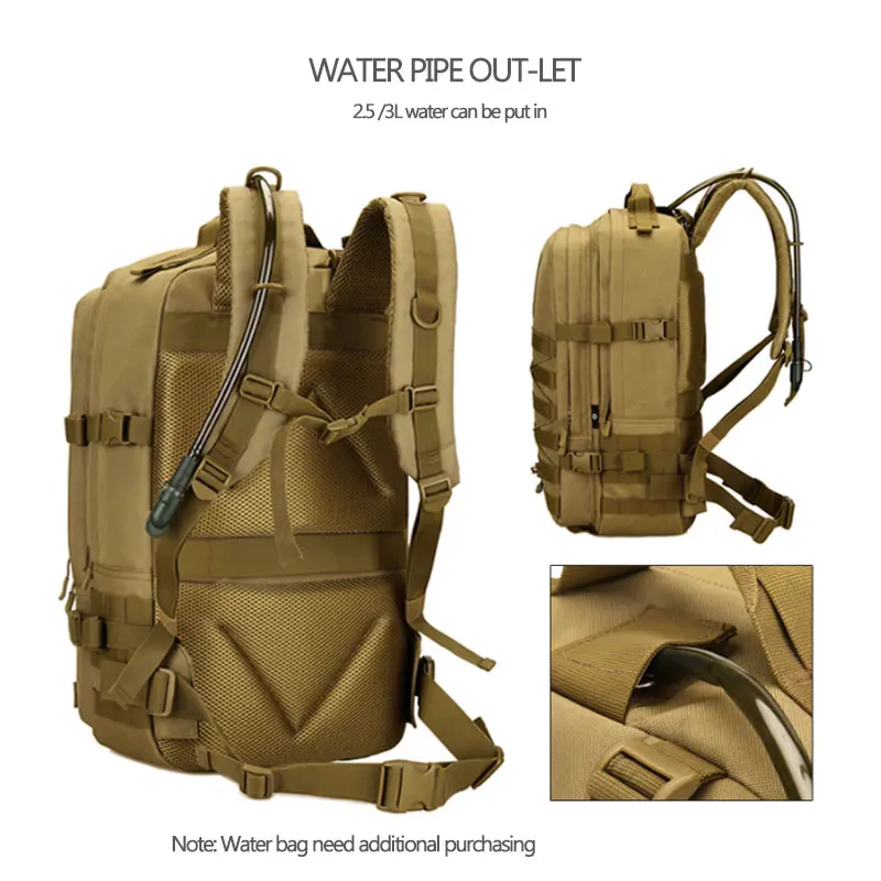 Günstig 45L Camping Rucksack Military Tasche Männer Reisetaschen Taktische Molle Klettern Rucksack Wandern Bag Outdoor Sport Armee Tas XA87A