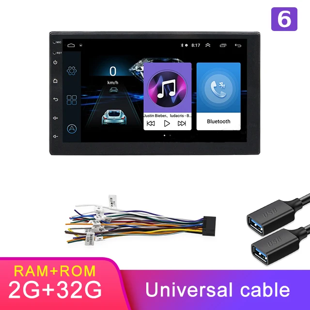 TOPSOURCE " Android 8,1 gps навигация 2 Din Автомобильный мультимедийный плеер HD FM автомобильный аудио Радио стерео для Volkswagen Nissan hyundai - Цвет: 2G Universal
