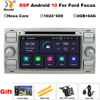 

7" IPS HD PX6 DSP 4G+64G 2 DIN Android 10 Hexa Core In Dash Car DVD Player For Ford Mondeo Focus Transit C-MAX GPS Navi Radio