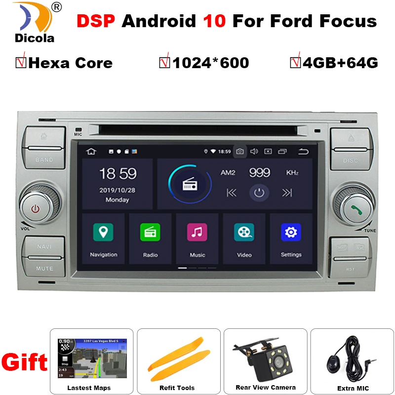 7 &quotIPS HD PX6 DSP 4G + 64G 2 DIN Android 10 шестиядерный в тире Автомобильный dvd плеер для Ford Mondeo