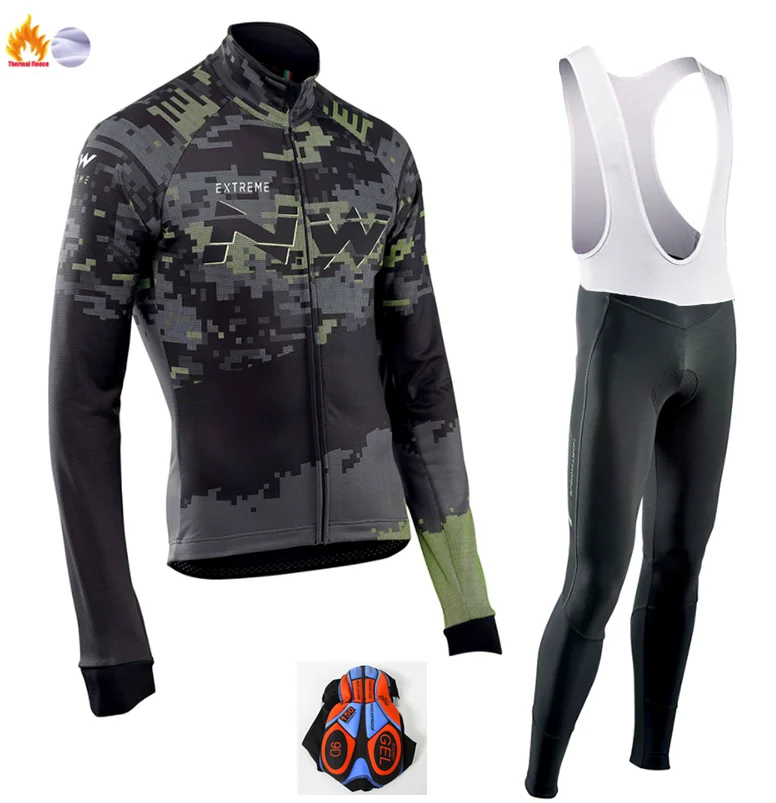 Ropa ciclismo теплая Зимняя Теплая Флисовая велосипедная одежда, мужская Трикотажная одежда, костюм для езды на велосипеде, MTB Одежда, комбинезон, комплект - Цвет: Winter Cycling Suit
