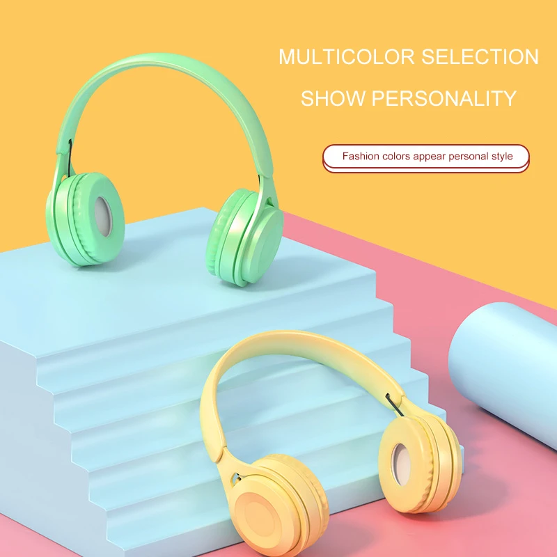 Беспроводные Bluetooth наушники карамельных цветов HI FI 3D стерео с микрофоном