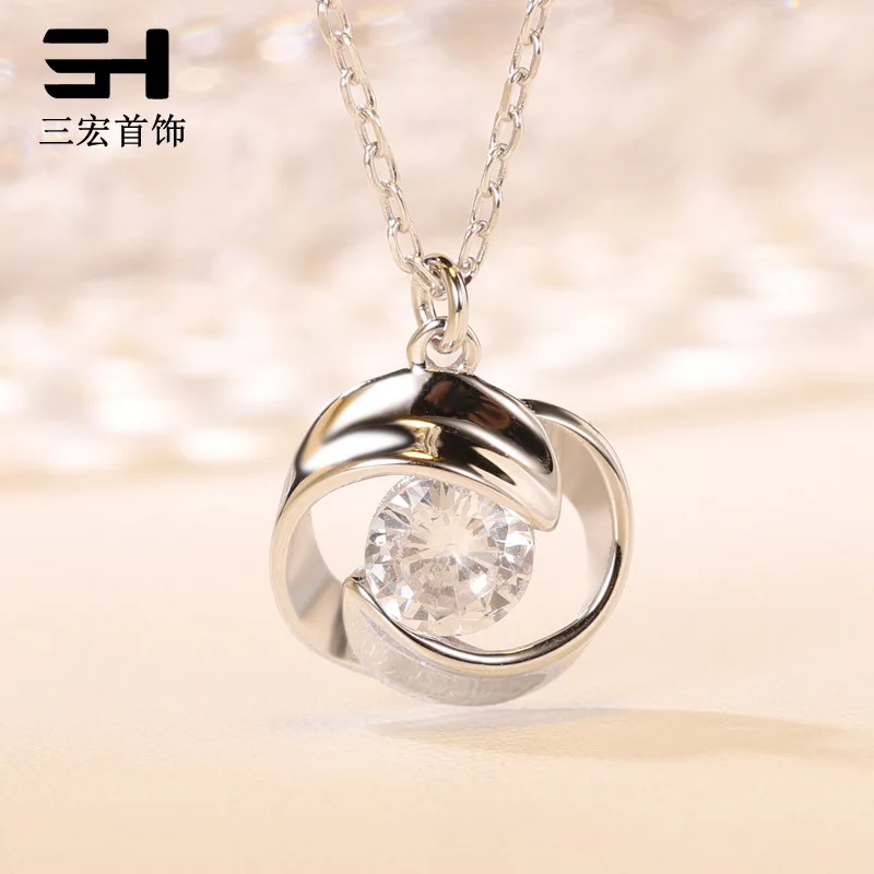 

S925 Silver Pendant Simple Clover Necklace Fashion Network Red Choker Japanese Korean Sterling Silver Necklace