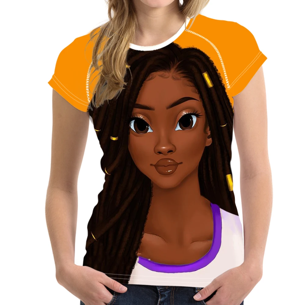 Cusotm Футболка с принтом женская черная художественная африканская Футболка с принтом для девушек Женская эластичная футболка для женщин топы с коротким рукавом Футболка - Цвет: YQ4058BV