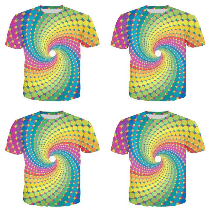 Мужская 3D Psychedelic Swirl Печать рубашка Топ с круглым вырезом футболка с коротким рукавом