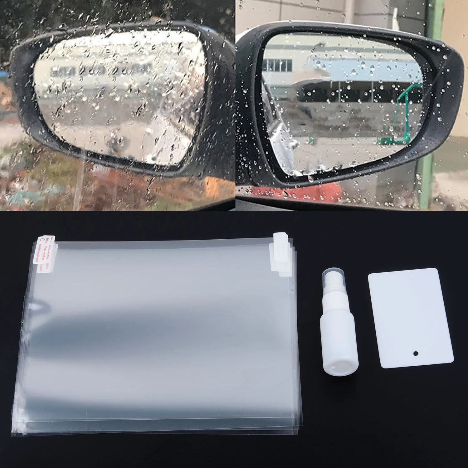 

4pcs Car Anti Fog Waterproof Film Rearview Mirror Sticker Foil Transparent Window Protective Rainproof Repellent Films