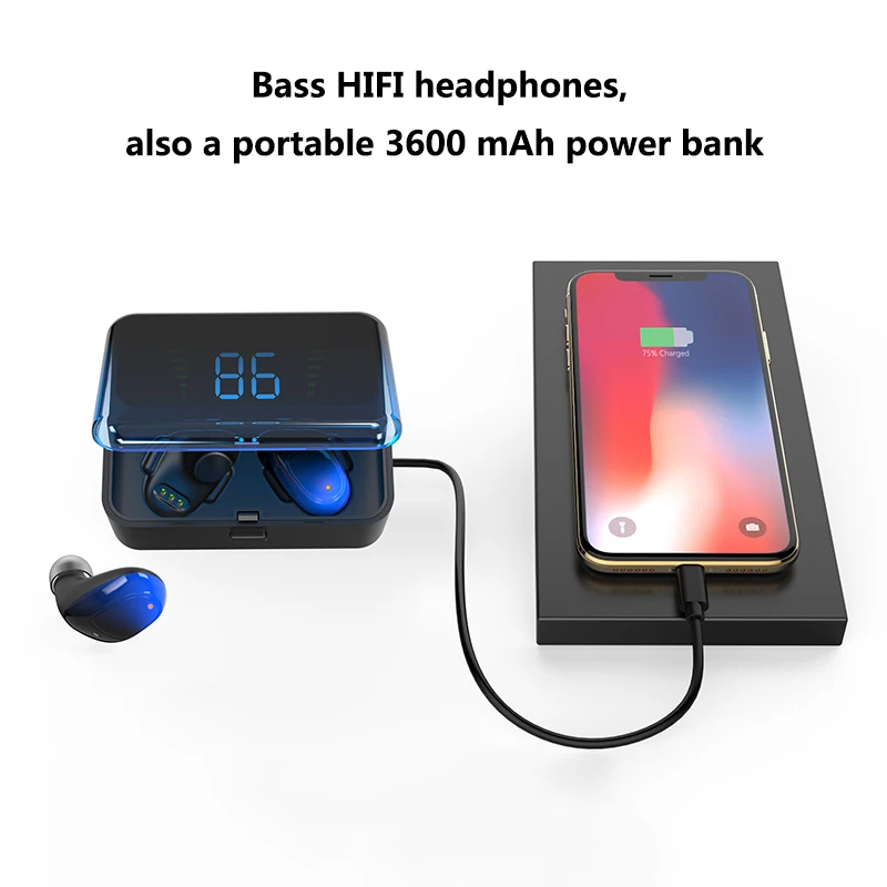 Беспроводные наушники Портативная питания Bluetooth 5 0 настоящие стерео IPX67