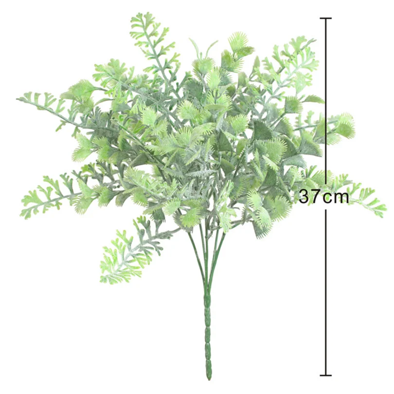 Plastic Antler Leaf Bunch Artificial Flocking Antler Flower Fake Grass Greenery Plant Greenery for Home Office Table Decoration - Цвет: Зеленый