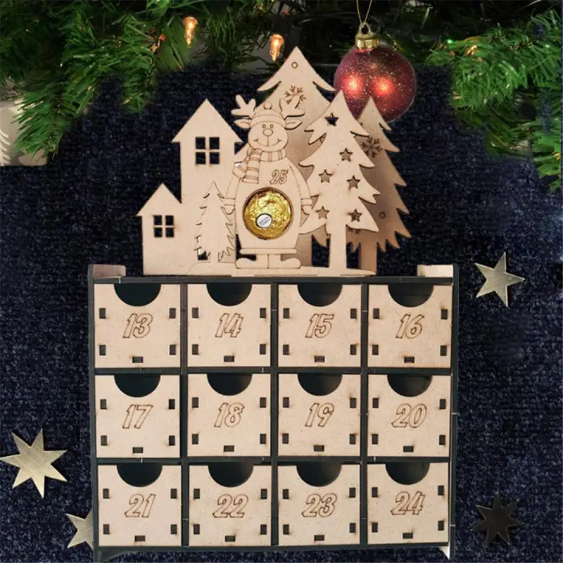 

Wooden Birthday Calendar Large Advent Calendar Reusable Drawers Christmas 2019 Planner Board Hanging Calendar Decor Gift
