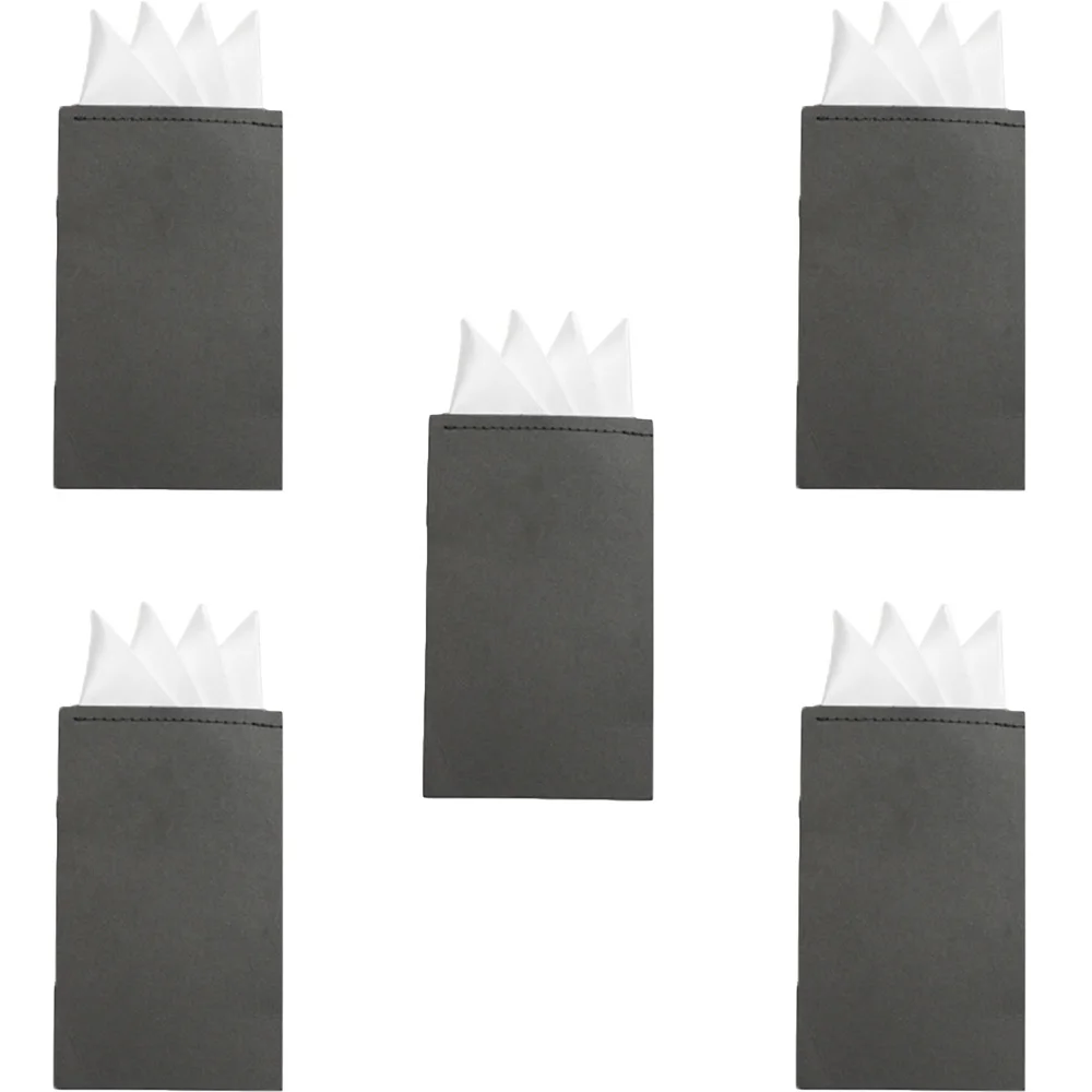 White-5 PCS 5 шт. Мужской сплошной 4 Складки платок Свадебная вечеринка предварительно складной карманный квадратный BWTYY1008 - Цвет: White-5 PCS