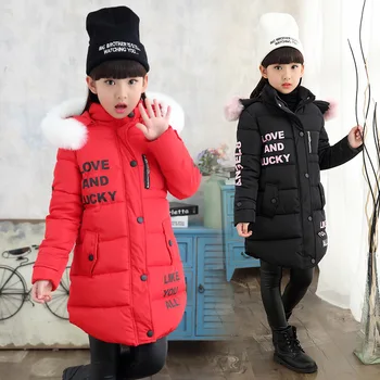 

2019 winter children's clothing thick coats for girls down girls coat hooded teen toddler outwear 4-14T kids clothes