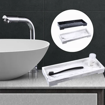

For Toothbrush Toothpaste Marble Pattern Bathroom Tray Soap Towel Stotage Chinese Style Toilet Accessories Makeup Organizer