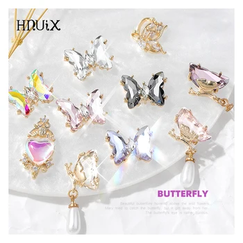 

2PC Zircon Nail Art Butterfly Luxury Decorations Bow Ties Daisy Flower Pendant Rhinestone Jewelry Ornaments Manicure Accessories
