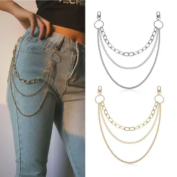 

Punk Biker Jeans Link Pants Keychain Mutil Layer Chunky Waist Belt Wallet Chain AXYD