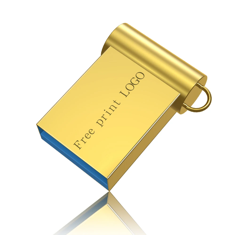 Gold Карта памяти usb 2,0 металлический водонепроницаемый usb флеш-накопитель 128 ГБ u-диск Флешка 64 ГБ 32 ГБ 16 ГБ 8 ГБ флеш-накопитель мини бесплатный логотип - Цвет: Gold