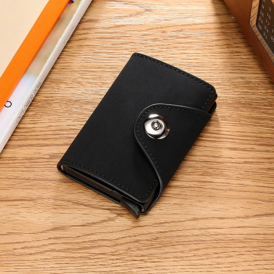 Кожаный бумажник новейший мужской тонкий анти-защитный Дорожный Чехол для ID карты RFID Автоматический алюминиевый кредитный держатель для карт минималистичный кошелек