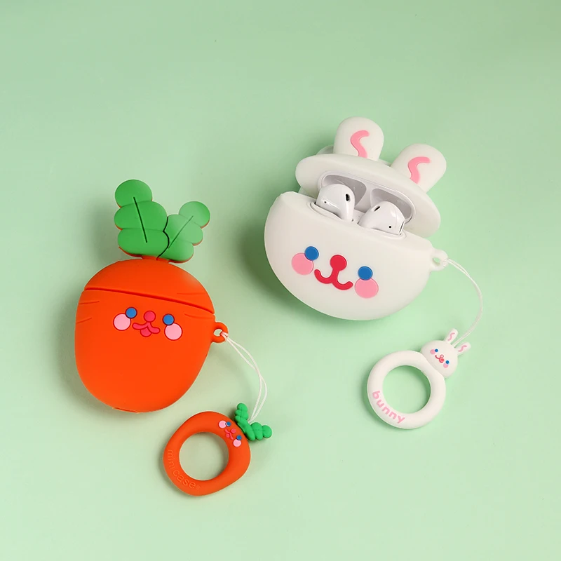 Кролик с морковкой кольцо мягкий чехол для AirPods чехол