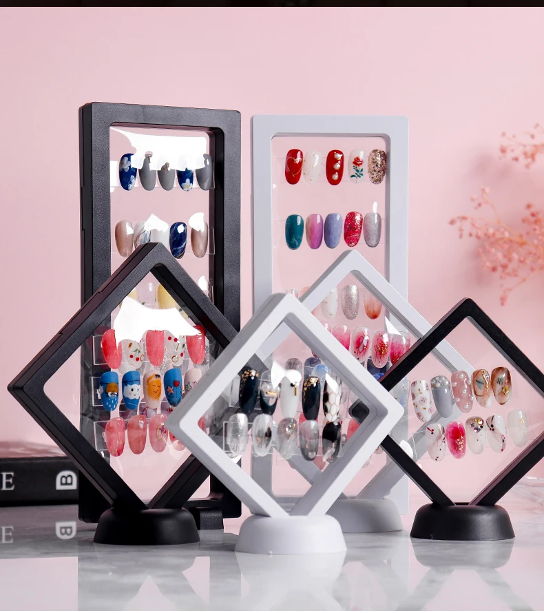 Black/white Nail Color Display Stand Acrylic With Pet Membrane Floating