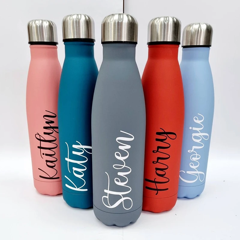 Personalised Pastel Water Bottles 500mL Slim Drink Bottle Custom Bottles With Decal Birthday Gifts Christmas Gifts