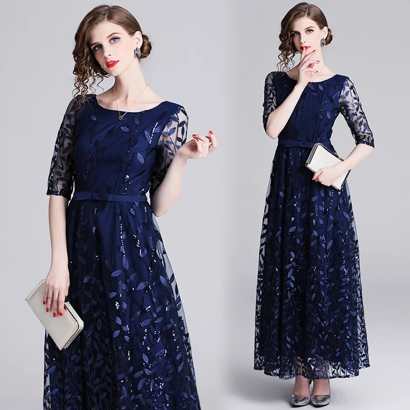 

Photo Shoot 2019 New Style WOMEN'S Dress Embroidered Mesh Dress High-End Boutique Banquet Formal Dress