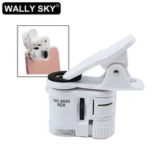 

Smart Phone Clip Microscope 60X LED Jewelry Magnifying Glass Pocket Microscope with UV Light