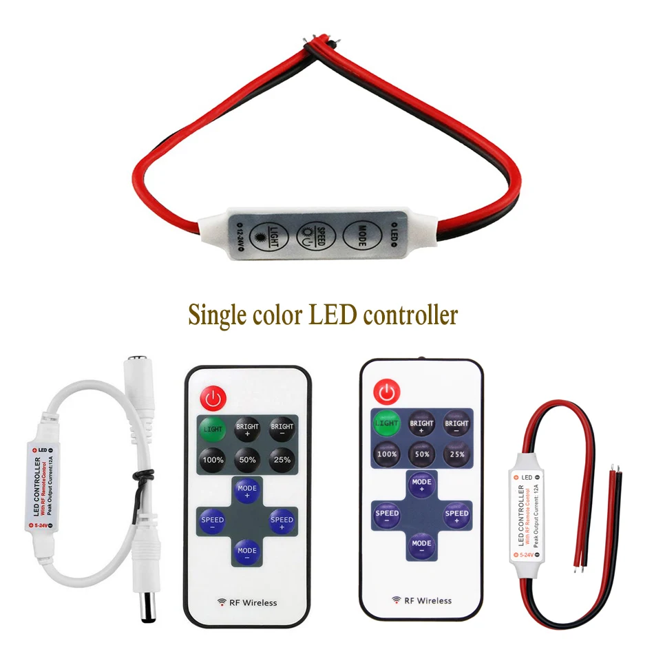 

DC12V-24V Mini 3 Keys 11ey RF Single Color LED Controller Brightness Dimmer for led 3528 5050 LED strip light