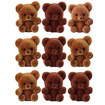 

Package of 24 Flocked Teddy Bears Pendants Keychains Flocked Animal Doll Pendants for DIY Necklace Earring Jewelry Supplies