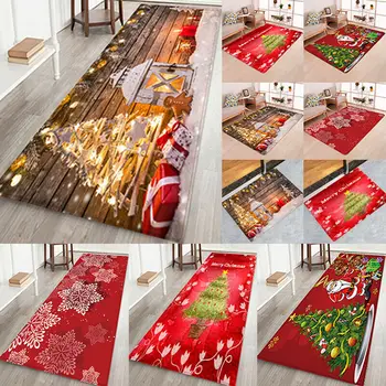 

1Pc 3D Christmas Rug Santa Claus Print Rugs Waterproof Flannel Rugs Pads Home Floor Decor