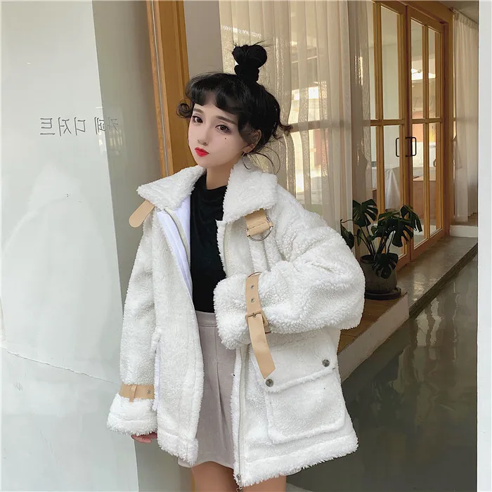 Для фотосессии осень и зима стиль корейский стиль модная стеганая Толстая овечья шерсть мотоциклетная куртка женская