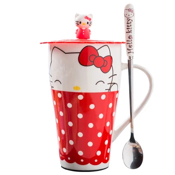 

Cartoon Ceramic Mug 500ml Large Capacity Breakfast Milk mug Coffee Cup Lovers Cup with Cover Spoon Novelty Gifts