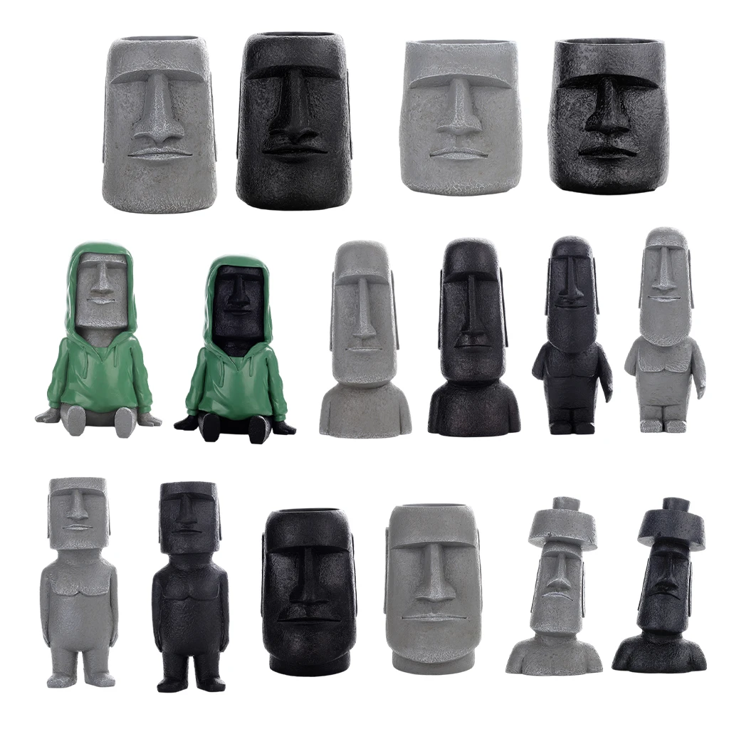 Искусственное украшение Ретро стиль акценты голова Moai скульптура для гостиной
