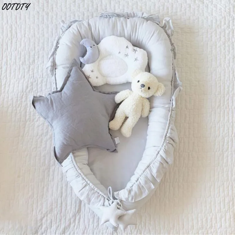 Soft Breathable Cotton Baby Nest Bed Portable Washable Infants Travel Crib Babynest for Newborns Boys Girls Sleeping Gifts
