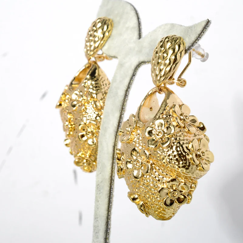 Sunny Jewelry Fashion African Drop Dangle Earrings Big Hollow Design High Quality Gold Plated For Women Party Wedding Gifts