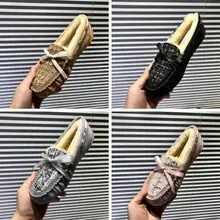 Обувь; женские мокасины на плоской подошве; коллекция года; Сезон Зима; замшевые пушистые теплые однотонные Лоферы без застежки с квадратным носком; женские мягкие балетки