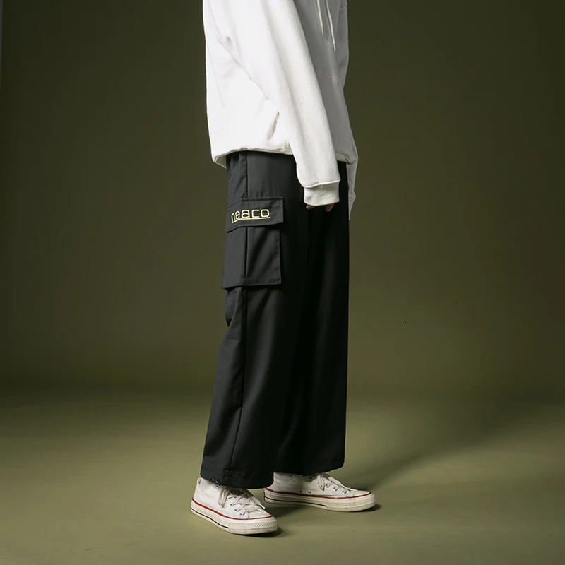 Men's High Waist Printing Casual Pants Sports Pants Loose Trousers Active Elastic Hip Hop Style Black Joggers Sweatpants