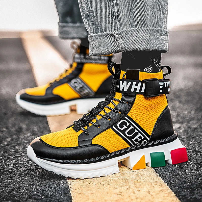 Mode Hoge Top Sok Schoenen Mannen Trendy Kleurrijke Zool Outdoor  Wandelschoenen Lichtgewicht Ademend Mesh Flats Sneakers Homme| | -  AliExpress