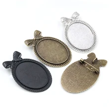 Новая мода 5 шт 30x40 мм Внутренний размер античная серебряная бронзовая и черная булавка брошь Бант Стиль База Установка кулон лоток