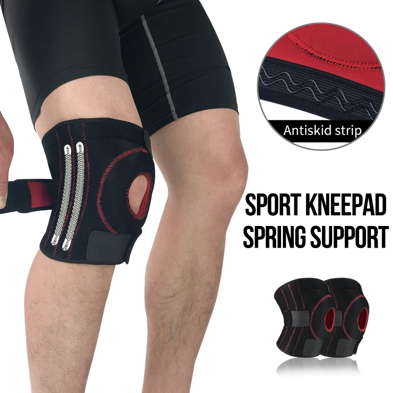 

Unisex 1Pair Uniform Code Knee Protector With Spring Support Suitable For Running Cycling Mountaineering Fitness And Other Sport