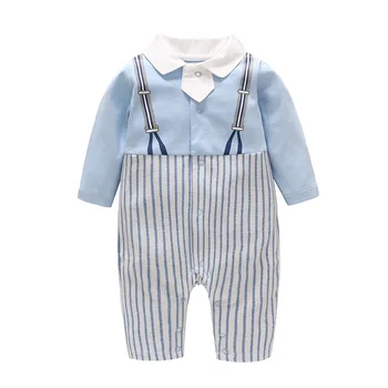 

2020 New Baby Boys Rompers Newborn Button Infant Pajamas Pure Cotton Gentleman Style Formal Clothes Long Sleeves Jumpsuit