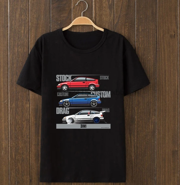 Funny Casual 3in1 CRX Car t-shirt Loose Comfortable men's t shirt Kawaii O Neck camiseta Top Quality |