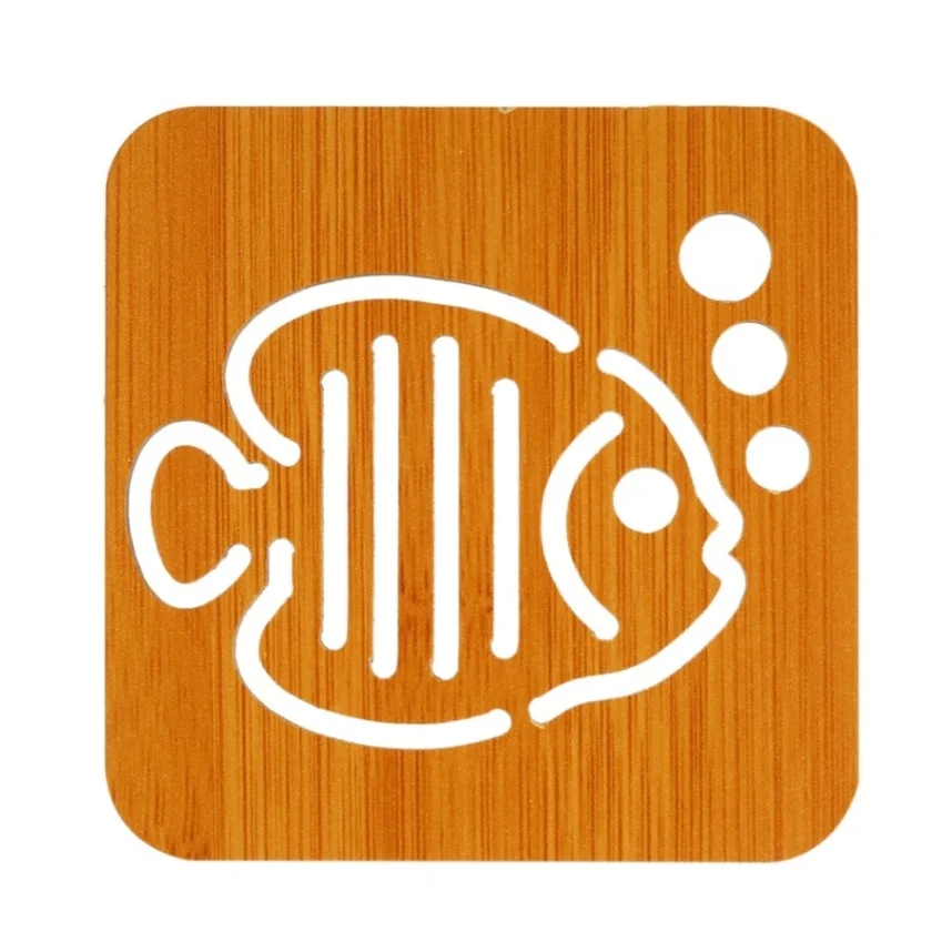 Bubble Fish Изоляционный коврик бамбуковый деревянный коврик для чашки подставка для чая кофейная кружка держатель для напитков с милым рисунком декоративная столовая посуда прочная - Цвет: Bubble Fish